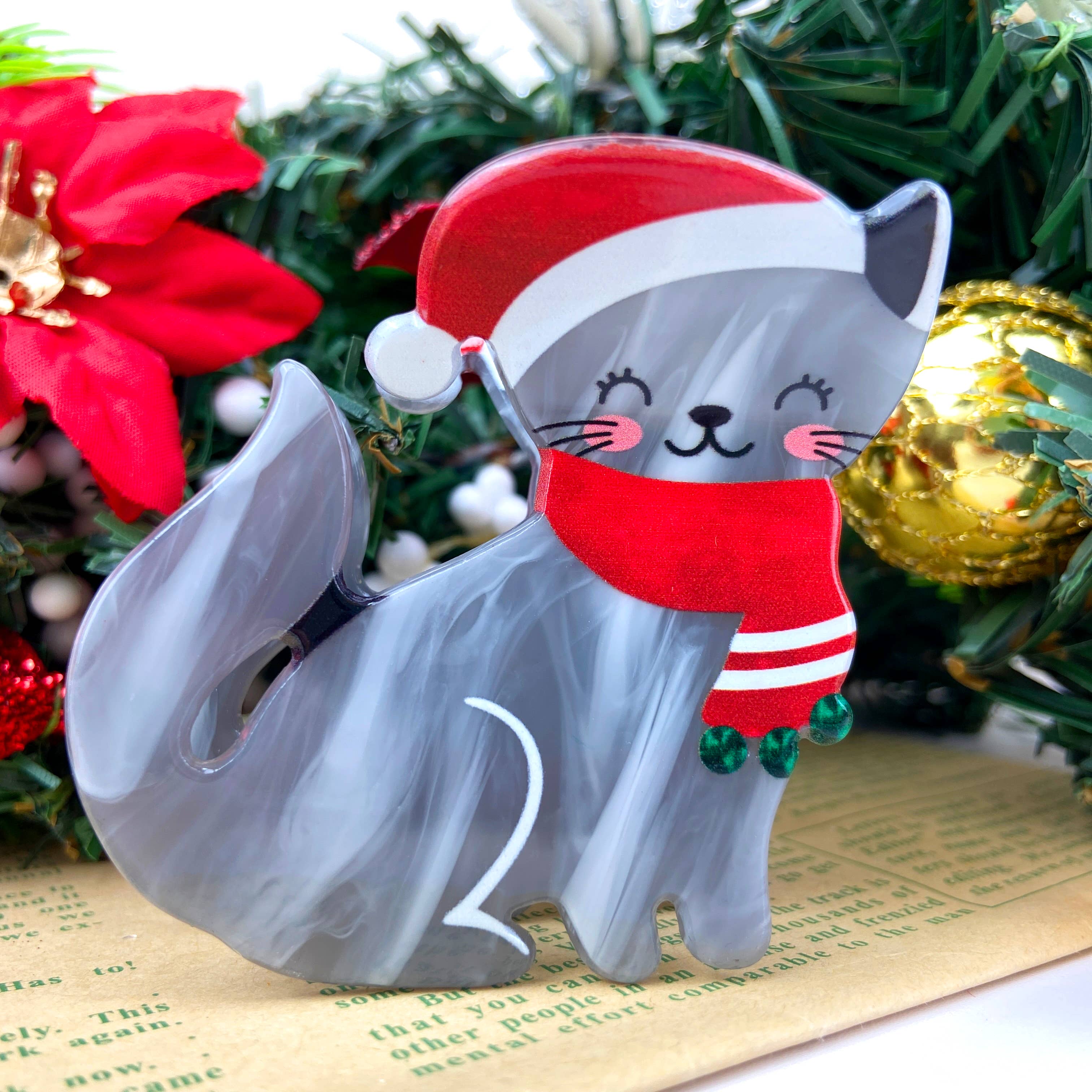 TheDivaSoap - Wholesale Hair Clip - Women's - Cute Cat Christmas Hair Clip2