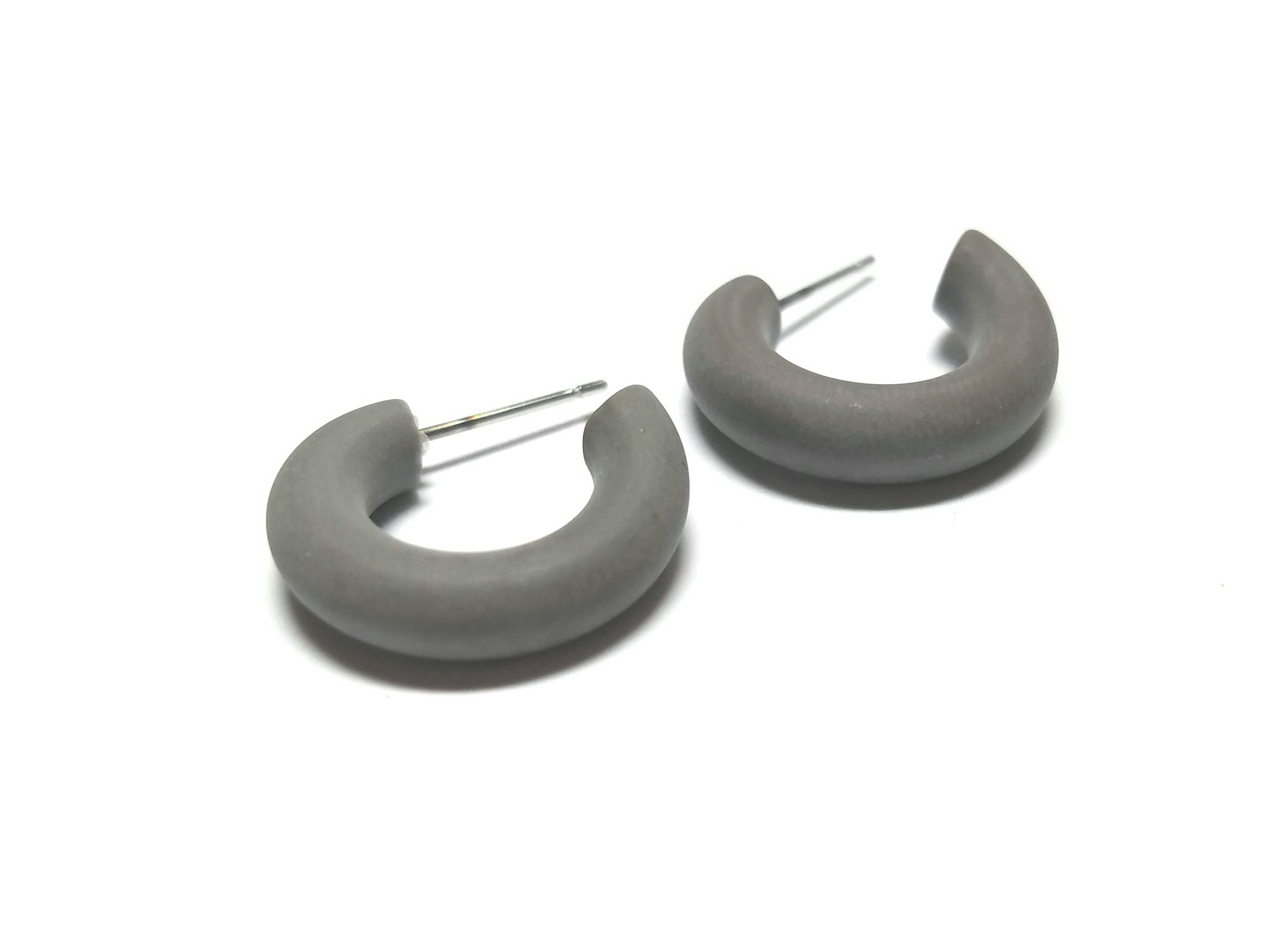 Leetie Lovendale - Wholesale Hoop Earrings - Light Grey Tiny Secretary Hoop Earrings3