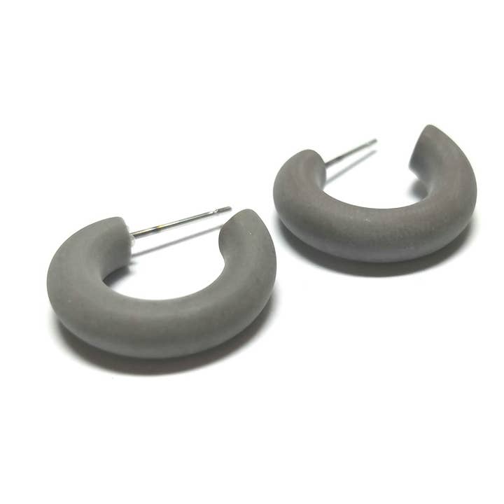 Leetie Lovendale - Wholesale Hoop Earrings - Light Grey Tiny Secretary Hoop Earrings3