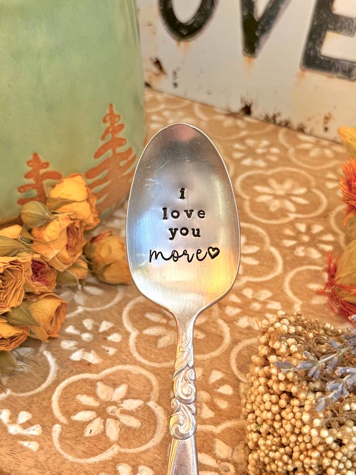 Colher de chá vintage estampada, amo-te mais, colher de amor, doce por atacado de The WildSmith