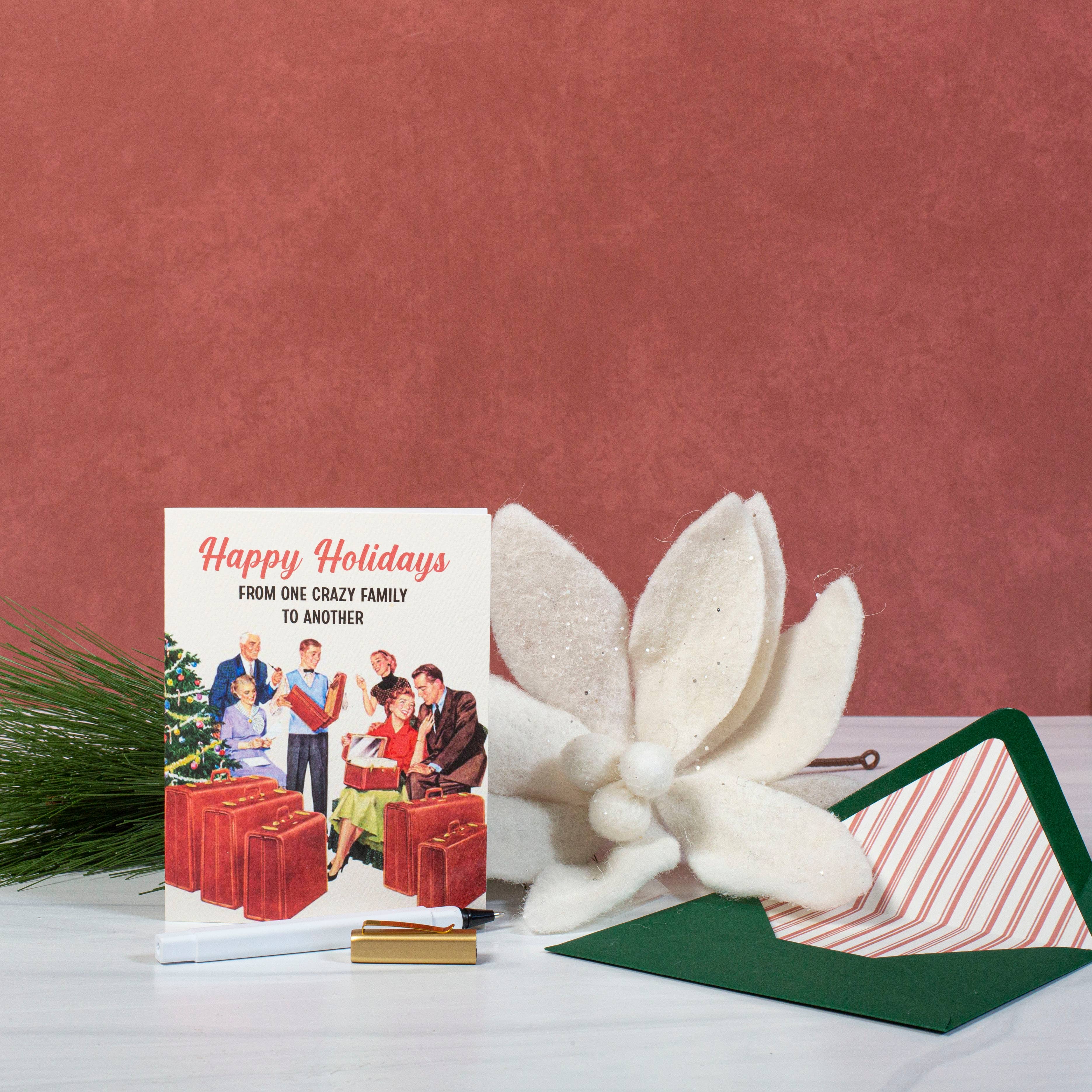 Mod Lounge Paper Company - Wholesale Christmas Card - Crazy Family Christmas Funny Mid Century Greeting Card2