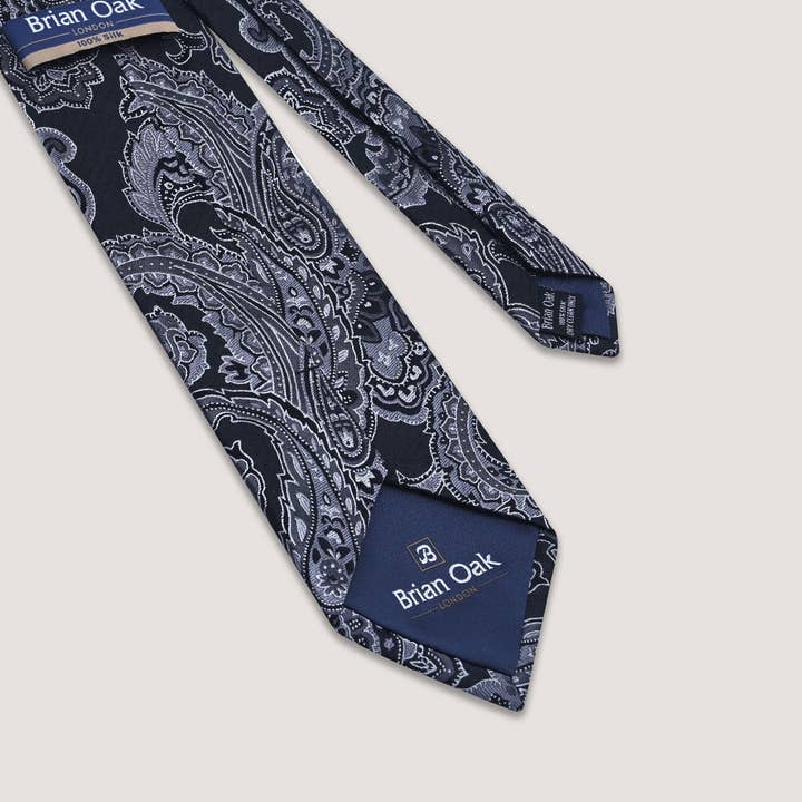 Brian Oak Limited - Wholesale Necktie - Men's - Smoke Grey Paisley Silk Tie2
