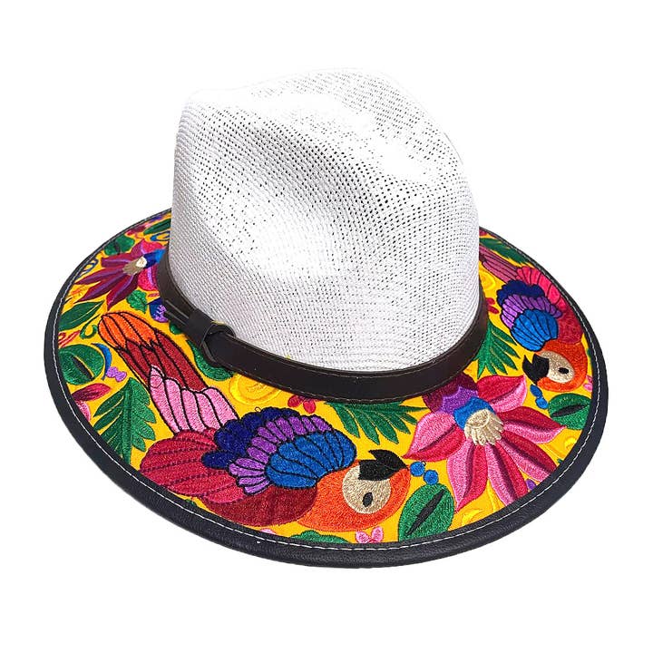 Pichincha - Wholesale Straw Hat - Women's - Floral Parrot Embroidered Straw Sun Hat2
