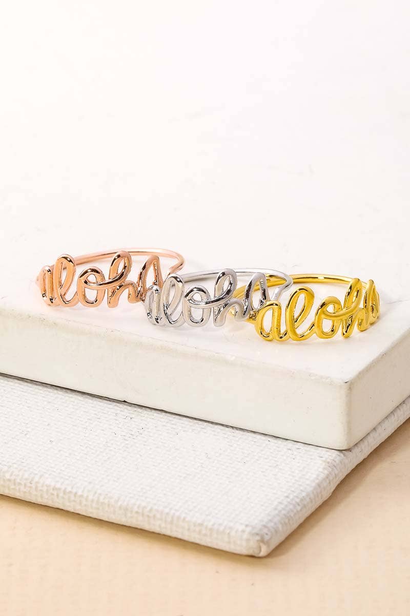 Anarchy Street - Wholesale Band/Stacked Ring - Gold Dipped Delicate Handwritten Aloha Ring3