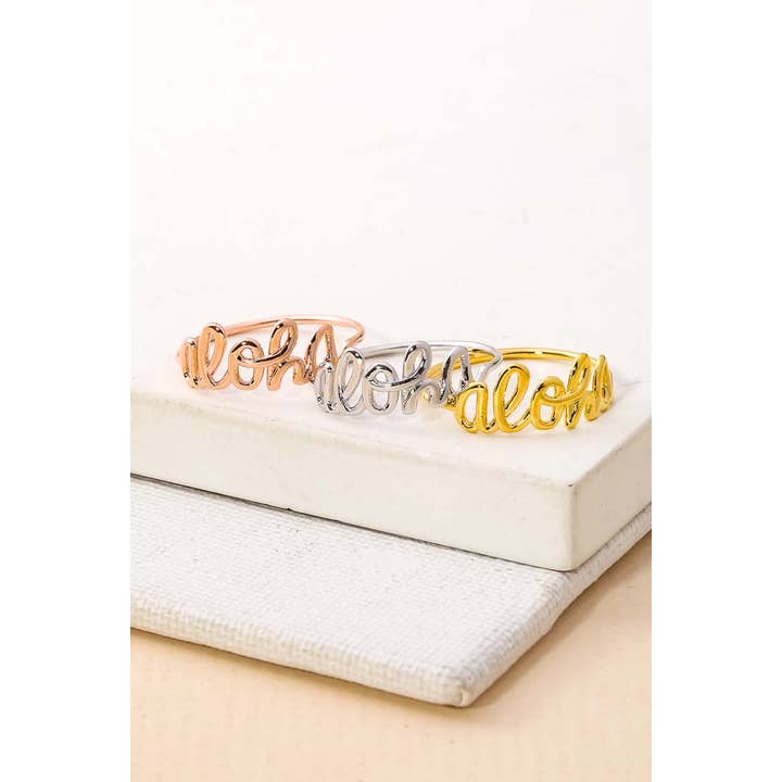 Anarchy Street - Wholesale Band/Stacked Ring - Gold Dipped Delicate Handwritten Aloha Ring3