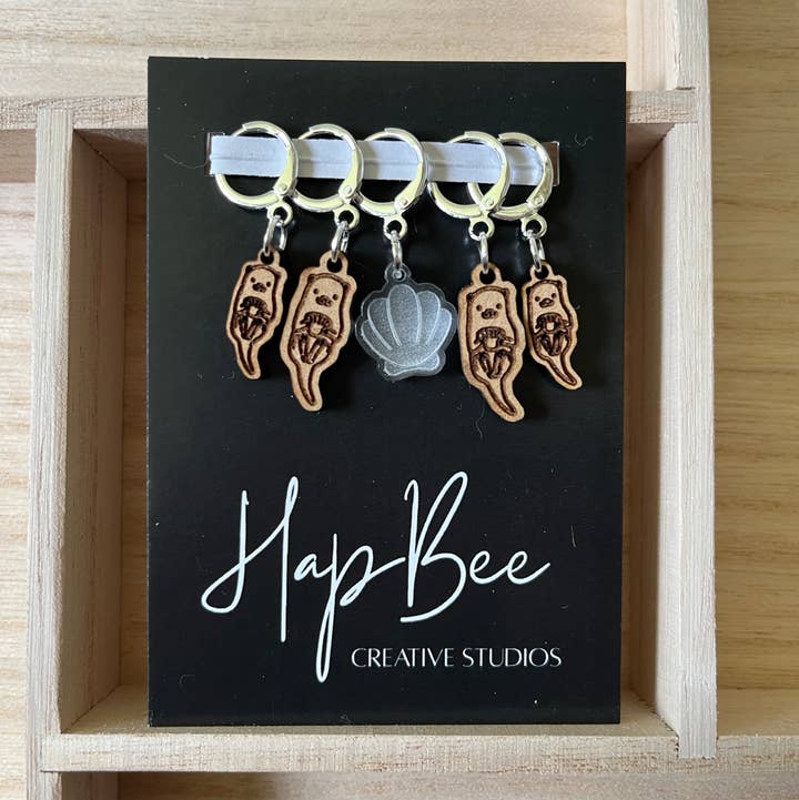 HapBee Creative Studios - Wholesale Knitting/Crochet Supplies - OTTER LOVE Stitch Marker set1