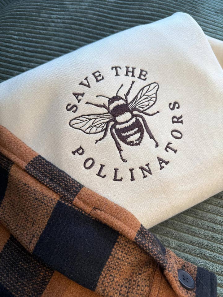 Save the Pollinators Embroidered Crewneck Sweatshirt for wholesale by Botanically Insane