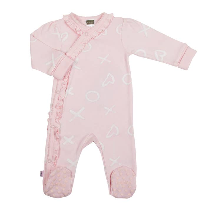 Hello Wrold Side Snap Sleeper Lt. Pink Print for wholesale by Kushies Baby
