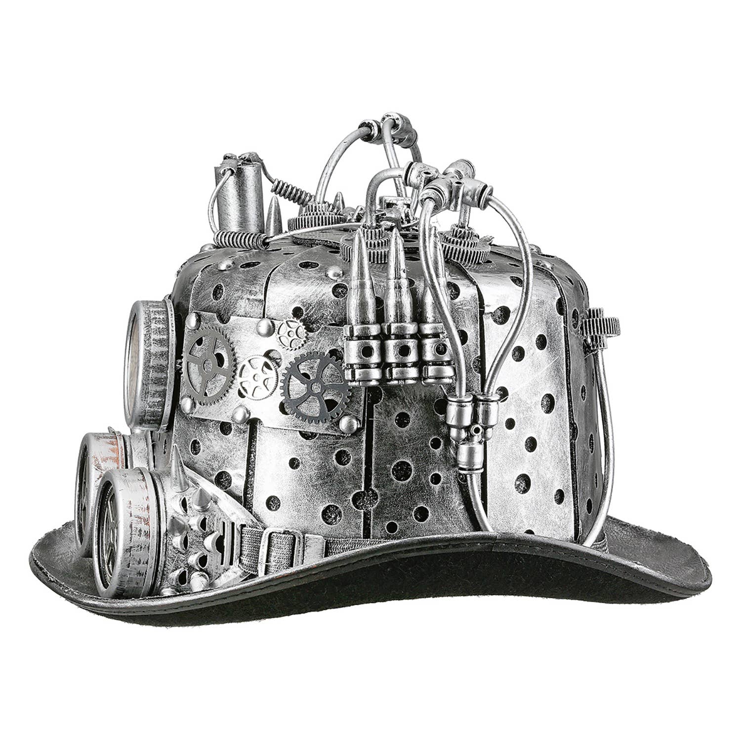 plata Sombrero cilindro steampunk plateado, alto 21 cm de venta al por mayor en Faire4