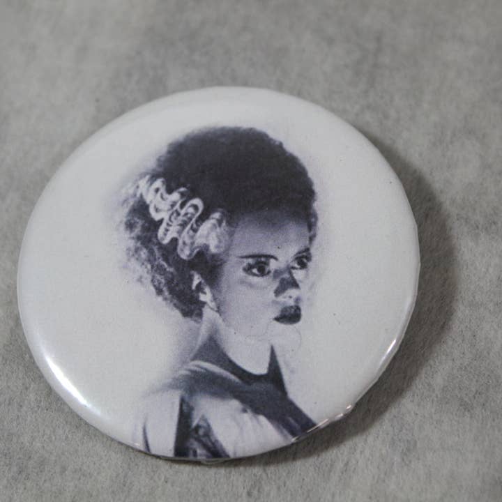 Bride of Frankenstein Head Shot //2.25 Pin Button or Magnet for wholesale by Raven Design