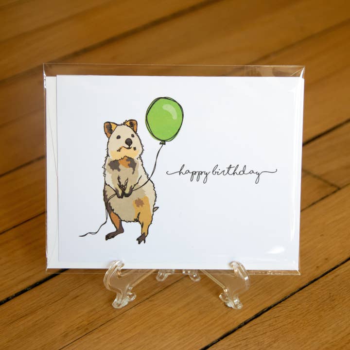 Funky Animal verjaardagskaart: Quokka voor wholesale door abigail hausman design & illustration