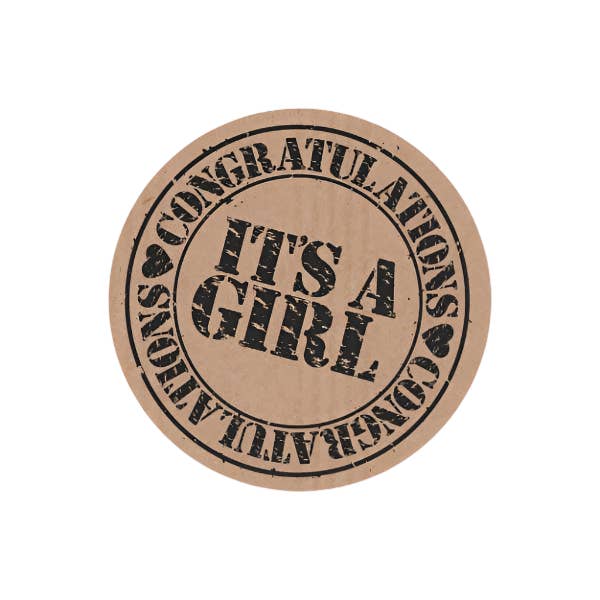 Kraft Wish Label "It's a Girl" -Sticker-Label- for wholesale by kadopapier.net