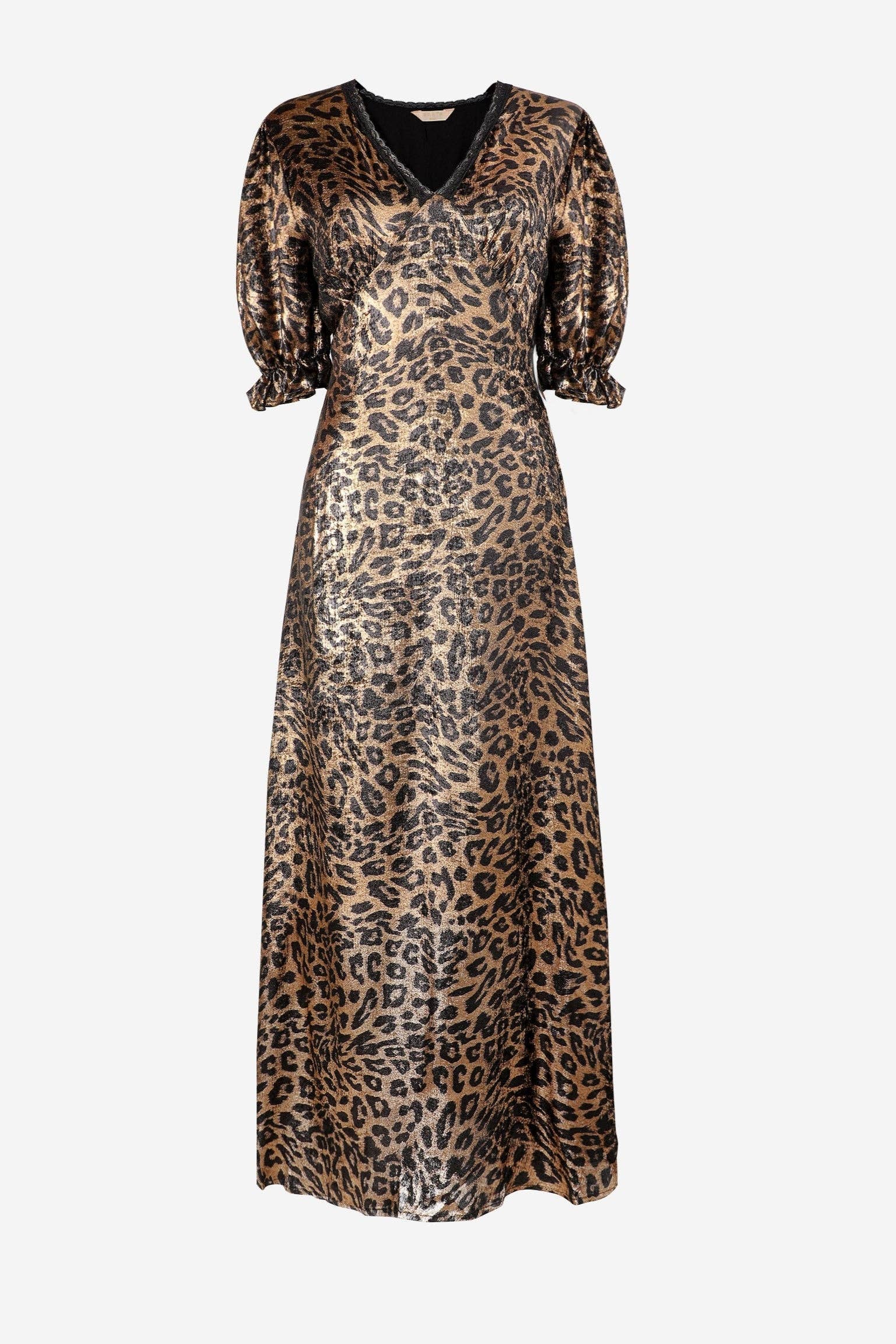 Sarta – wholesale Dress – Women's – Elise V-Neck Tea Dress- Bronze, Leopard4
