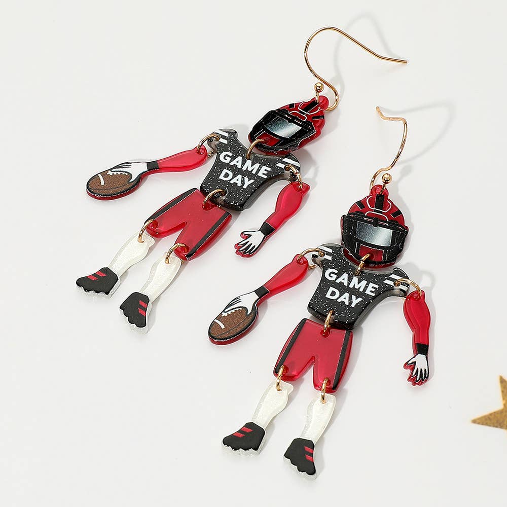 Sensibling Corp. – wholesale Dangle earrings – Resin GAME DAY Football Player Dangle Earrings2
