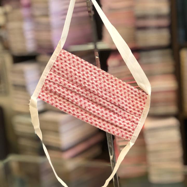 Red Floral Cotton Face Mask for wholesale by The Cotton Mask Co.