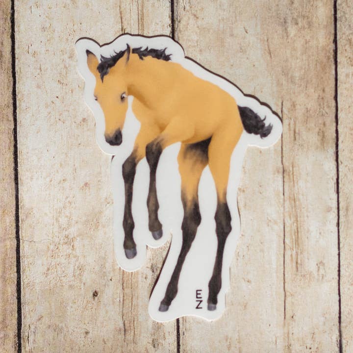 Buckskin Jumping Foal Sticker for wholesale by Western Rose Studios