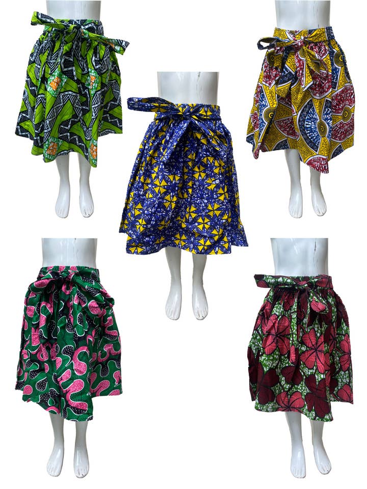Kids Ankara Skirts (Small Size) (Pack of 5 pieces) for wholesale by Satsuma Wholesale