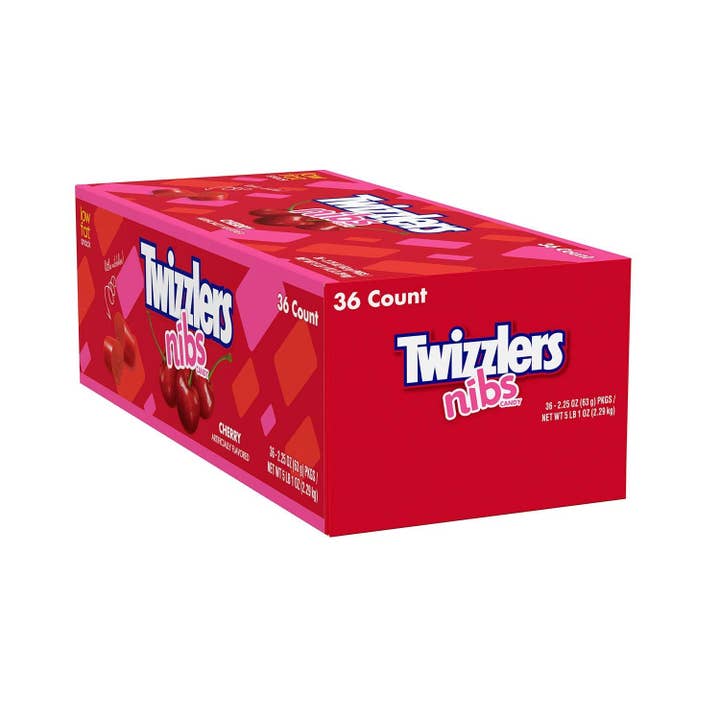 Snacky Candy - Wholesale Licorice - Twizzlers Nibs Cherry 36pc 2.25oz