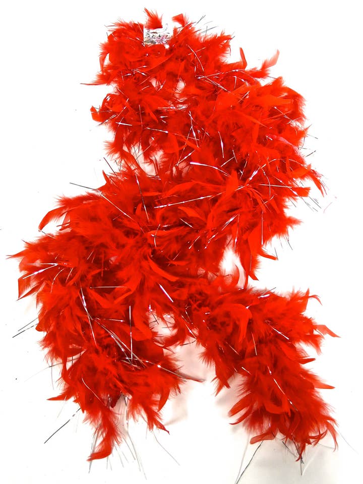 Wenchoice - Wholesale Costume - Kids - Red Feather Silver Thread Boa1