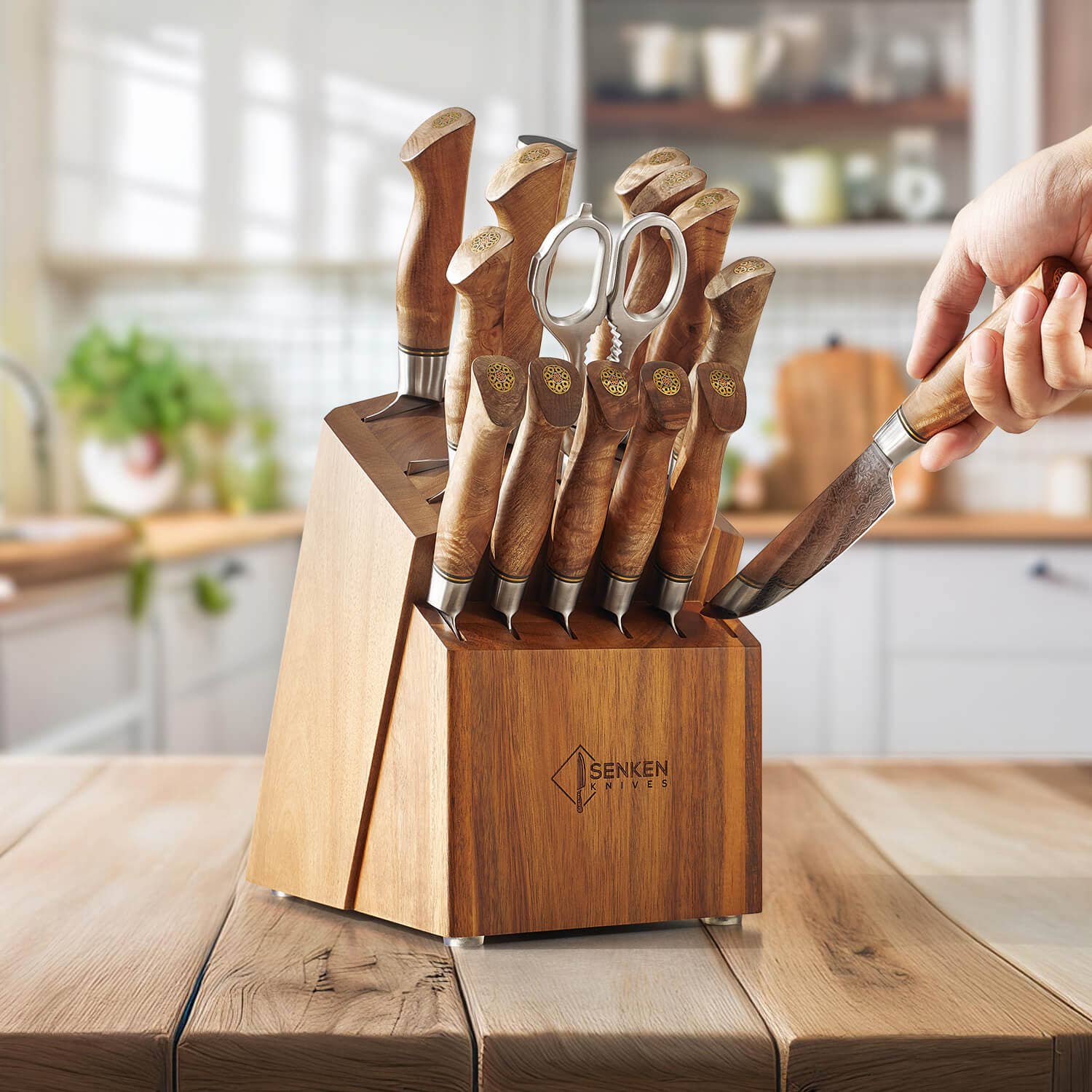 Senken Knives - Wholesale Knife Set - "Dynasty" 16-Piece Japanese Damascus Steel Knife Block Set15