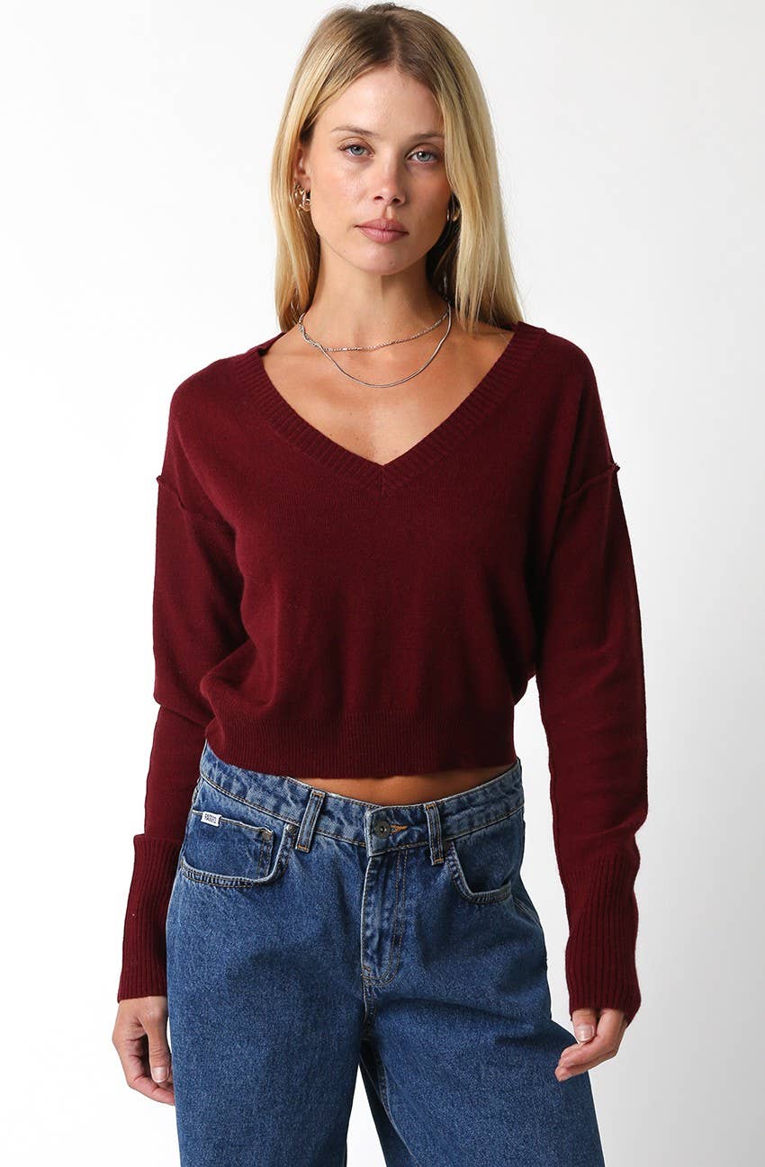 Olivaceous - Vente Pull en maille – femme - Chelsea Pull col V27