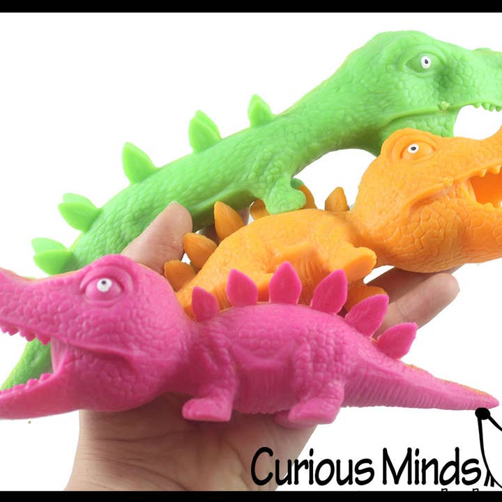 1 Sand Filled Squishy Colorful Dinosaur - Moldable Sensory, for wholesale by Curious Minds Toys