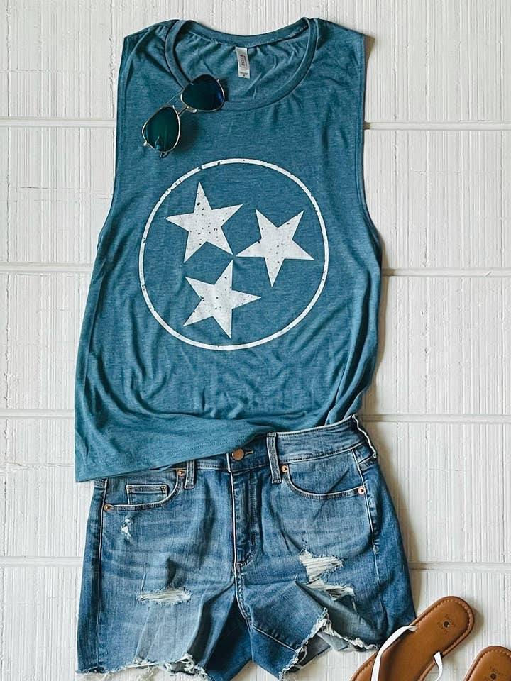 Tri Star Muscle Tank for wholesale by Murfreesboro Made