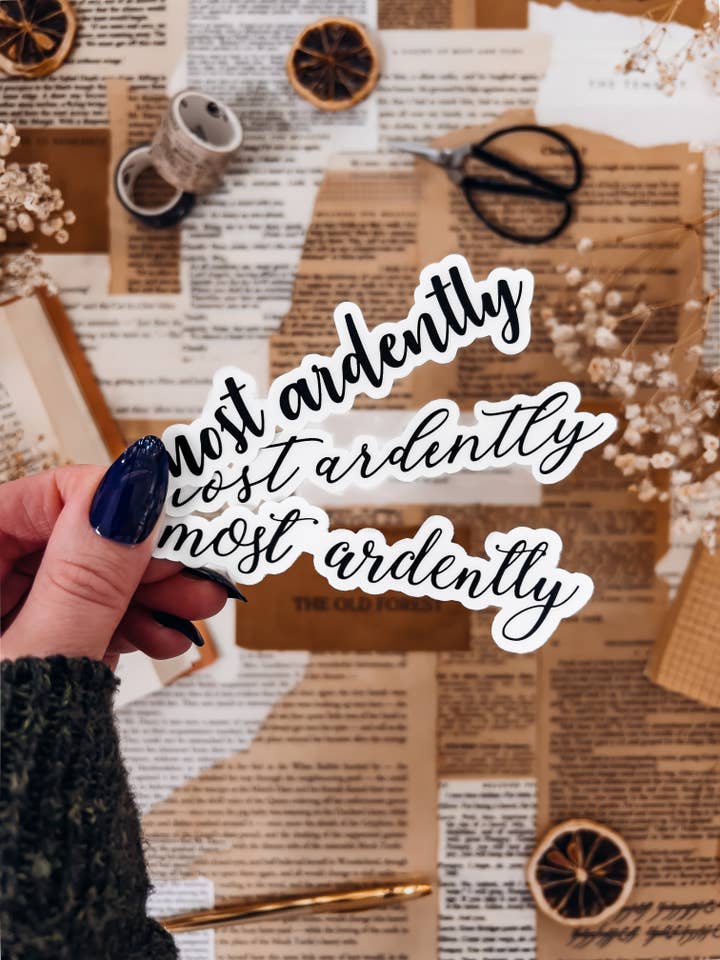 Most Ardently Script Quote Sticker, Pride & Prejudice, 4x1in for wholesale by Twelfth Pine