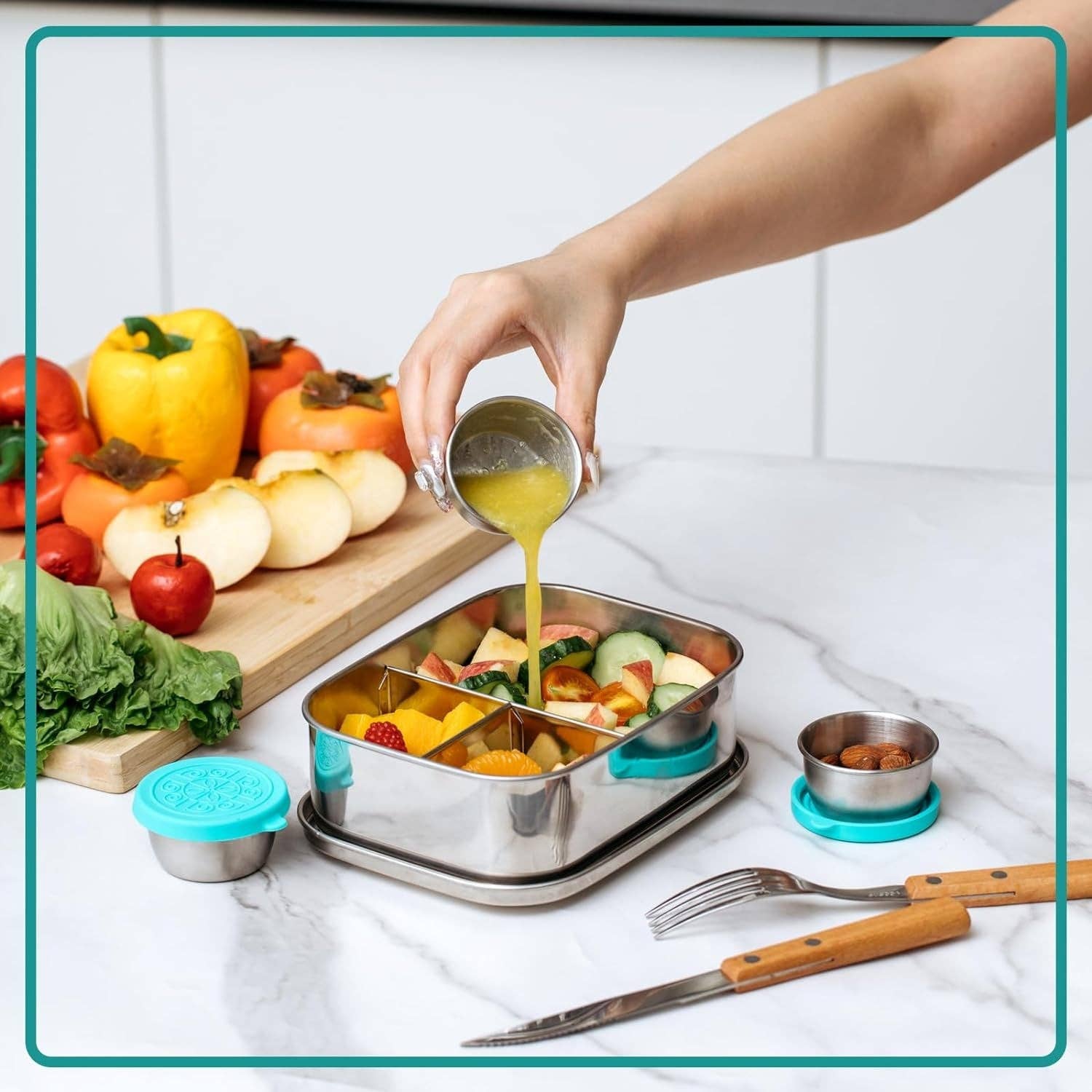 VIGOR - Wholesale Lunch Bag/Box - Stainless Steel Bento Box Set, Lunch Containers 3 Sections Portion Control(10 Pack)3