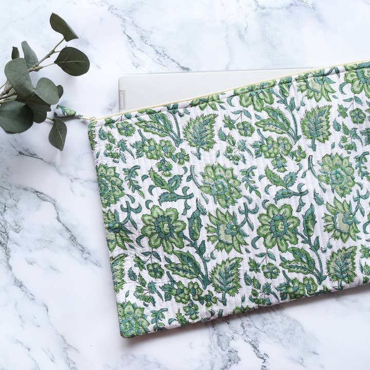 TerraWeave - Wholesale Laptop/Tablet Case - Women's - Floral Cotton Laptop Sleeve, Quilted Case for 13-16” MacBook0