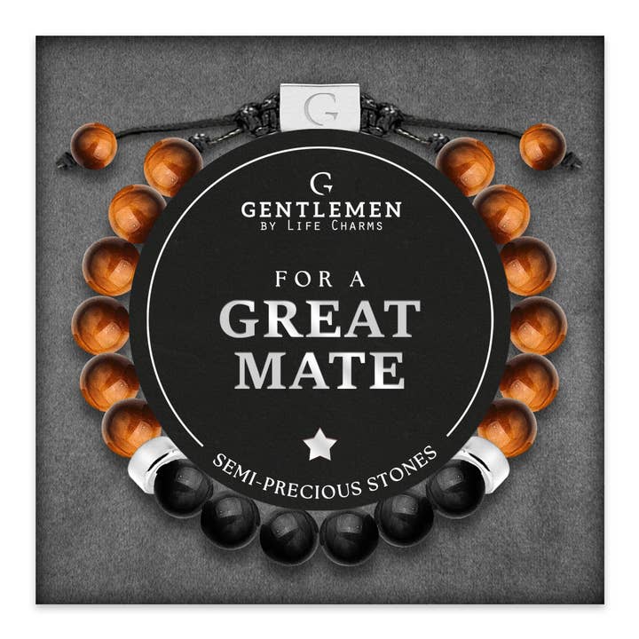 Bracelet semi-précieux ajustable pour homme Mate pour la vente par Life Charms