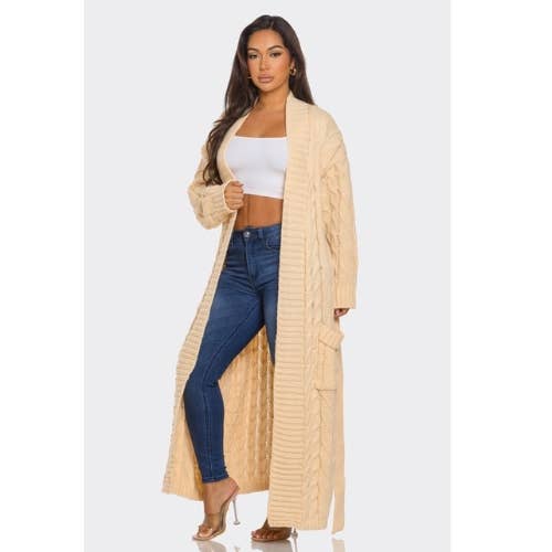 LOVE SENSE – wholesale Cardigan – Women’s – CABLE KNIT LONG CARDIGAN12