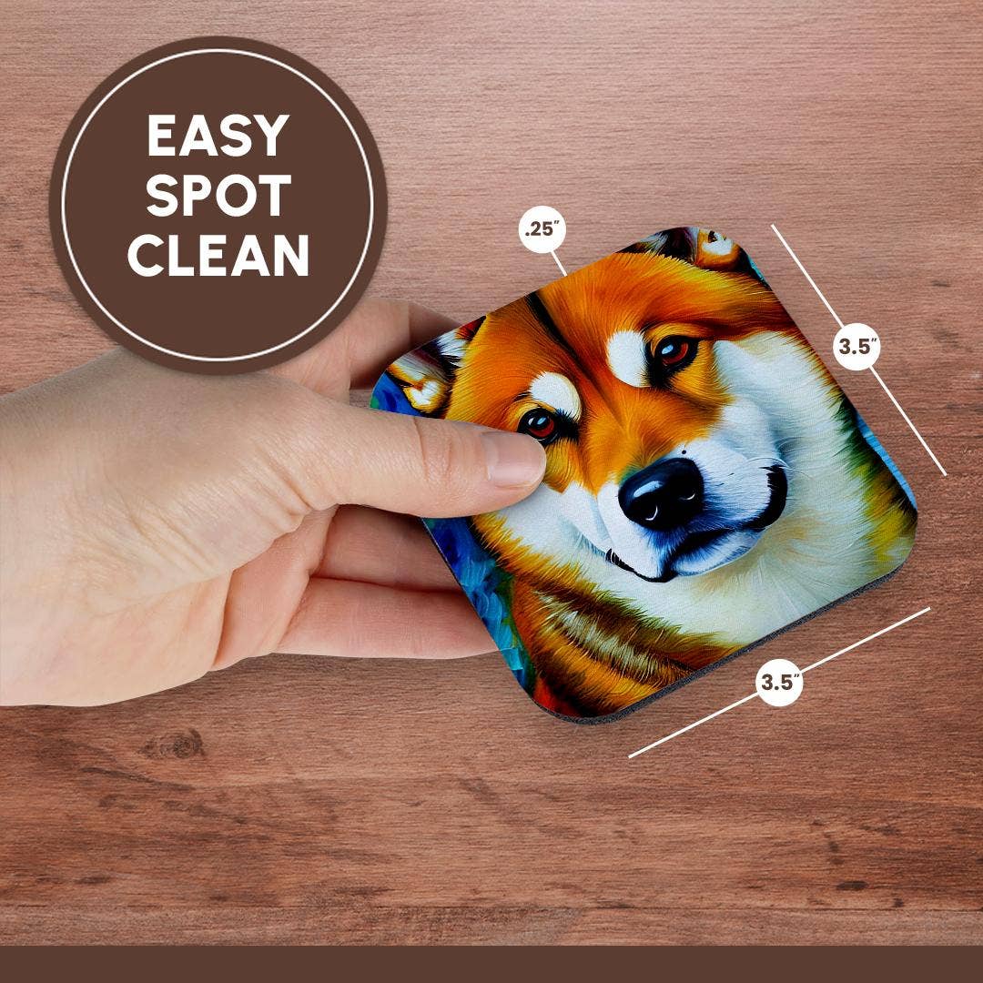 3dRose - Wholesale Coasters - 3dRose, Adorable Shiba Inu Dog Portrait On Blue. Awesome Gifts For Family, Charm, Coaster13