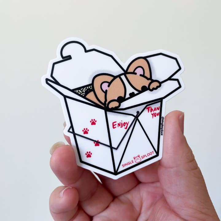 Chinesischer Corgi-Aufkleber zum Mitnehmen für den Großhandel von Single Sploot