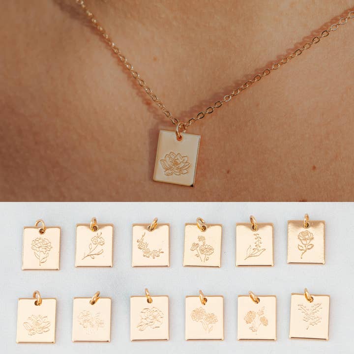 Birth Month Flower Necklace for Birthday - Full Set of 12 for wholesale by A Worthy Brand