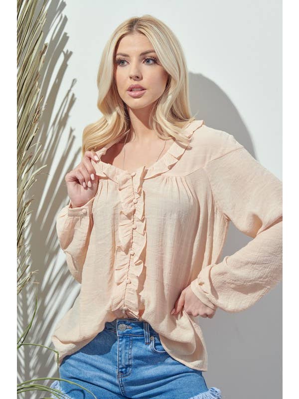 Blush Frilled Blouse - 14696T for wholesale on Faire