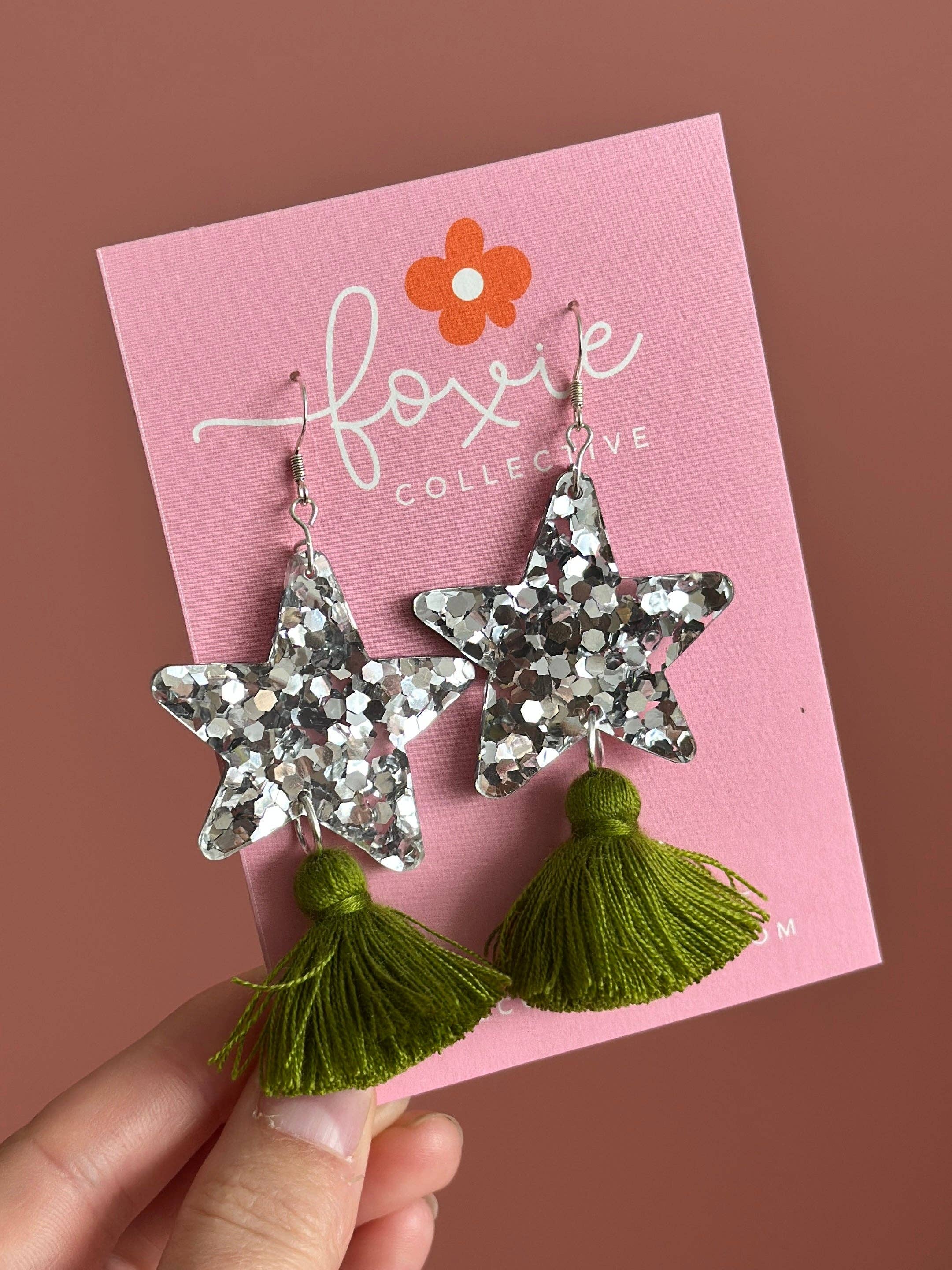 Foxie Collective - Wholesale Dangle Earrings - Custom Star Dust Dangles | Silver or Gold | Select Tassel Colour | WHOLESALE5