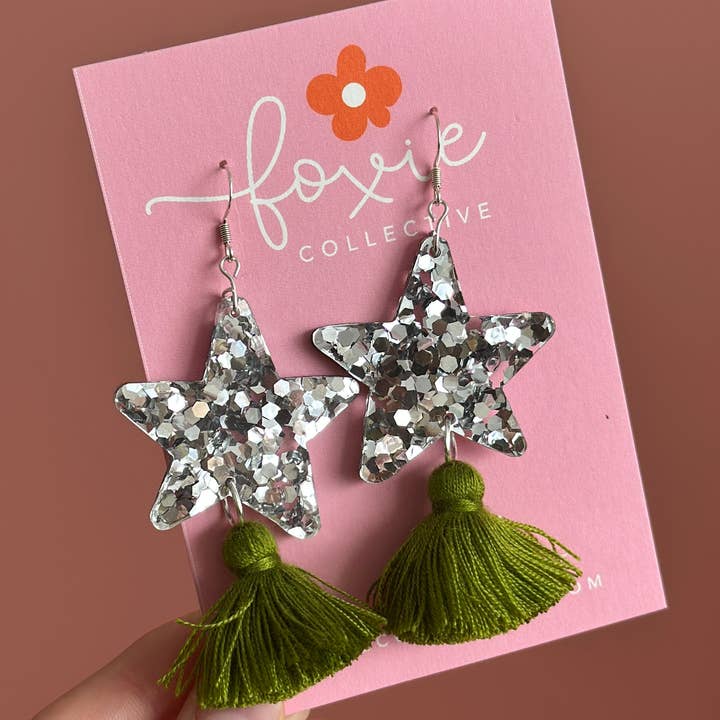Foxie Collective - Wholesale Dangle earrings - Custom Star Dust Dangles | Silver or Gold | Select Tassel Colour | WHOLESALE5