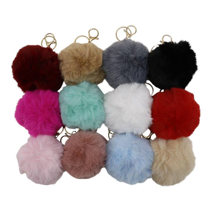 ASSORTED Pom Pom Key Chain KC616 (12PC) for wholesale on Faire4