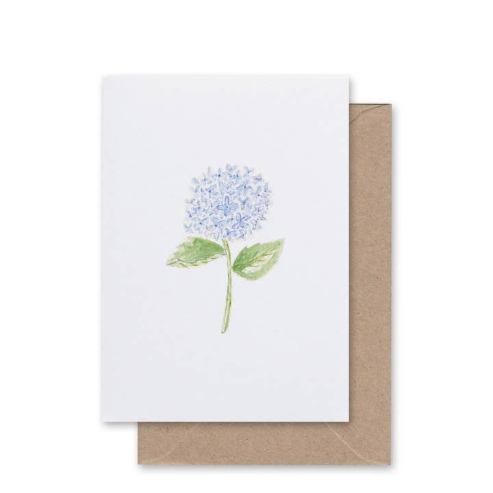Blue Hydrangea Watercolor Greeting Card — Blank Inside for wholesale by Daydream Paper Studio