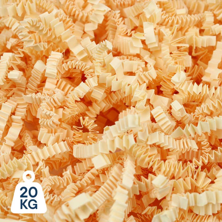 Cream Crinkle Cut Paper Shred - Dust Free - FSC - 20kg for wholesale by Gadsby