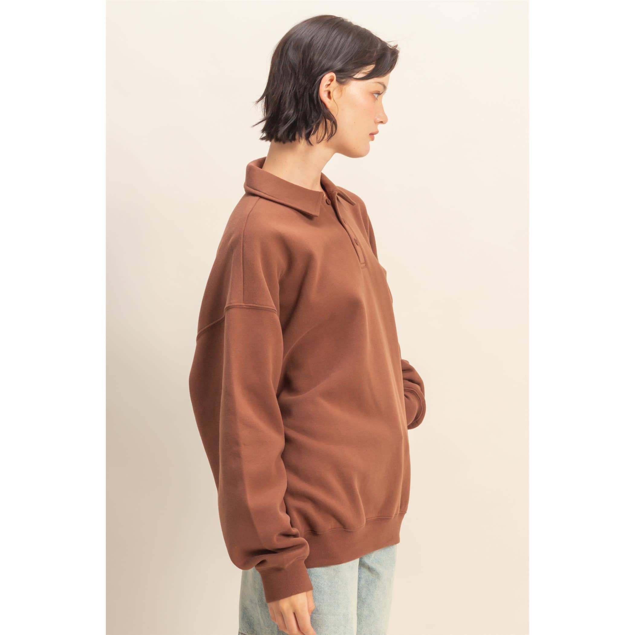 HYFVE - Wholesale Sweatshirt - Women's - Oversized Polo Collared Pullover13