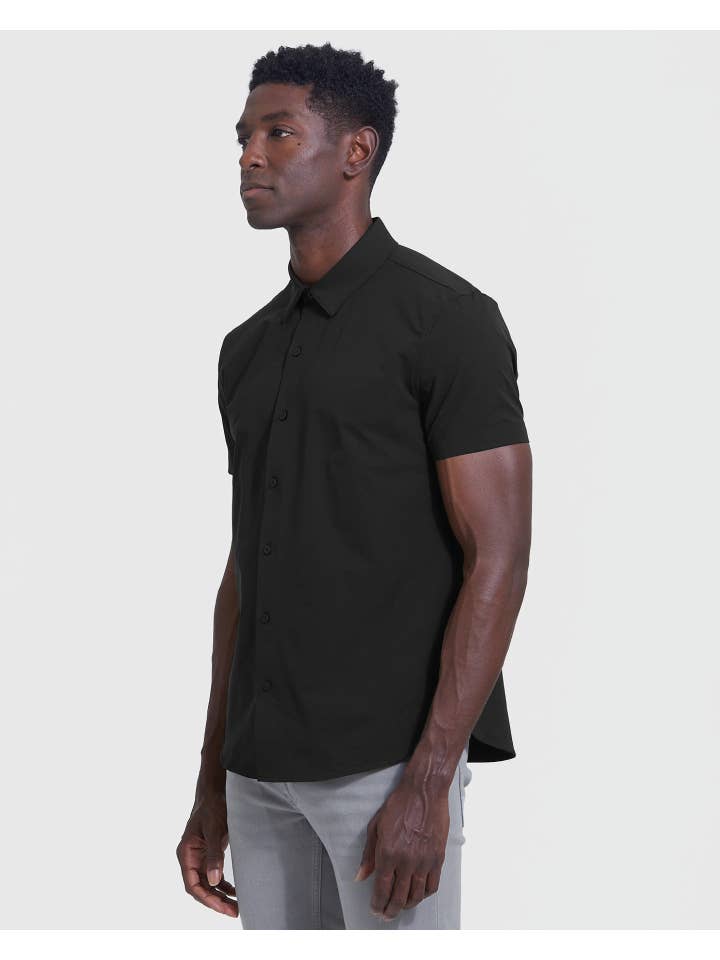 True Classic - Wholesale Button Down Shirt - Men's - Short Sleeve Button Up Shirt | Commuter | Black3