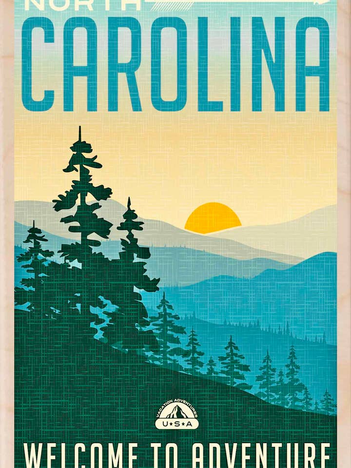 North Carolina - Wooden postcard, wooden magnet for wholesale by THE WOODEN POSTCARD COMPANY