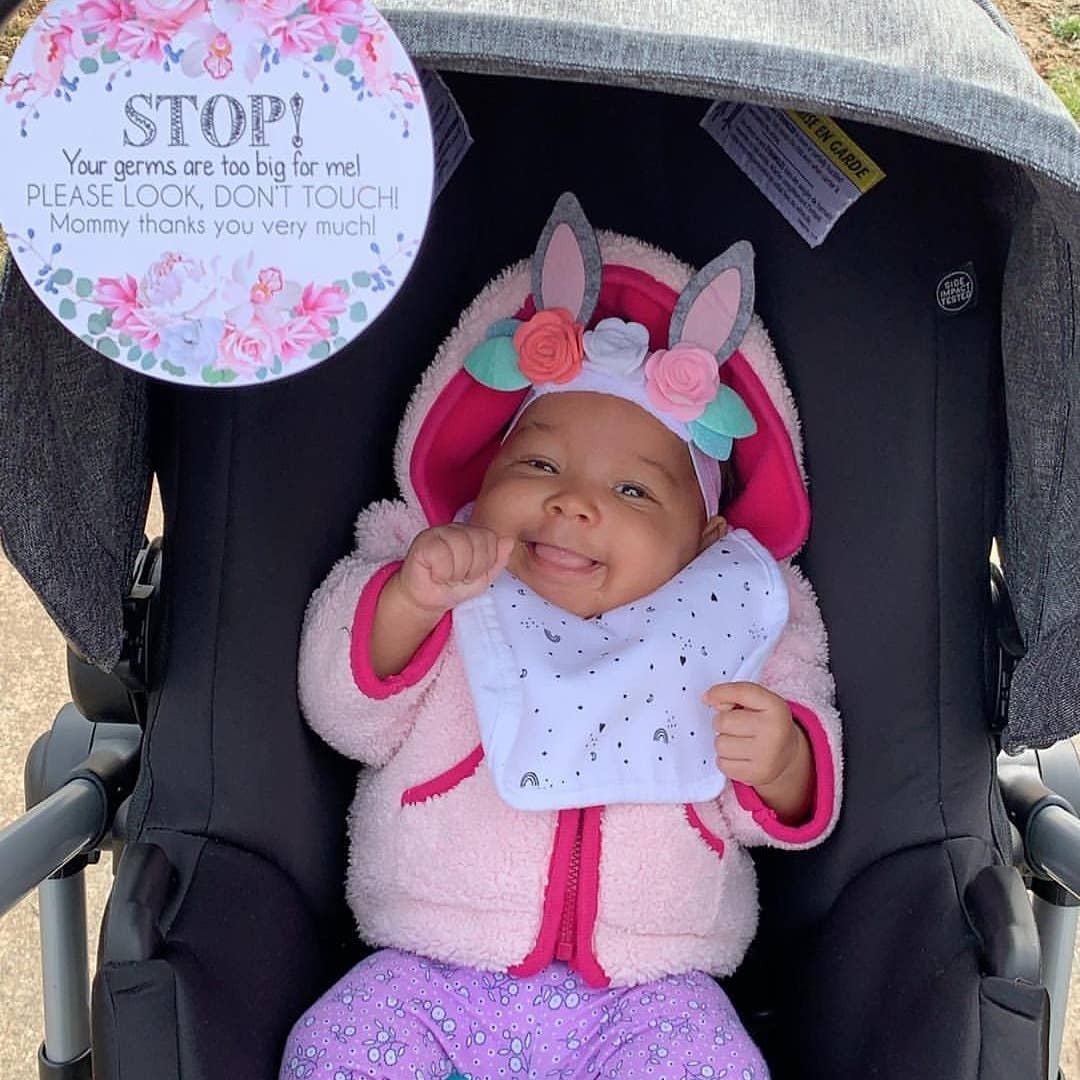 Three Little Tots - Wholesale Stroller Cover/Accessory - Baby - Flower No Touching Baby Car Seat and Stroller Tag9