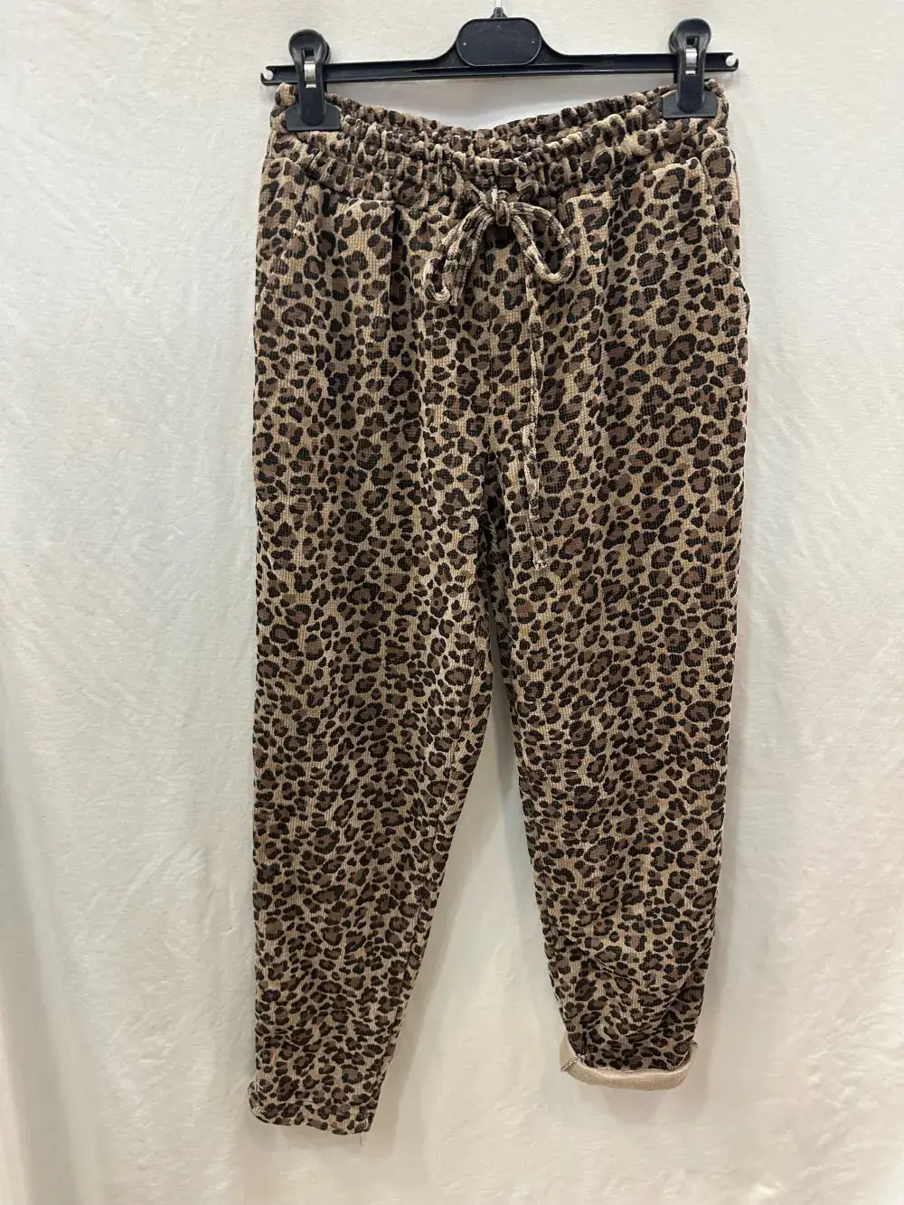 Mimi & Gogo - Venta al por mayor Pantalones de chándal/cómodos - Mujer - Pantalón de chándal de terciopelo con estampado de leopardo @4371_PaVCotletLeo0