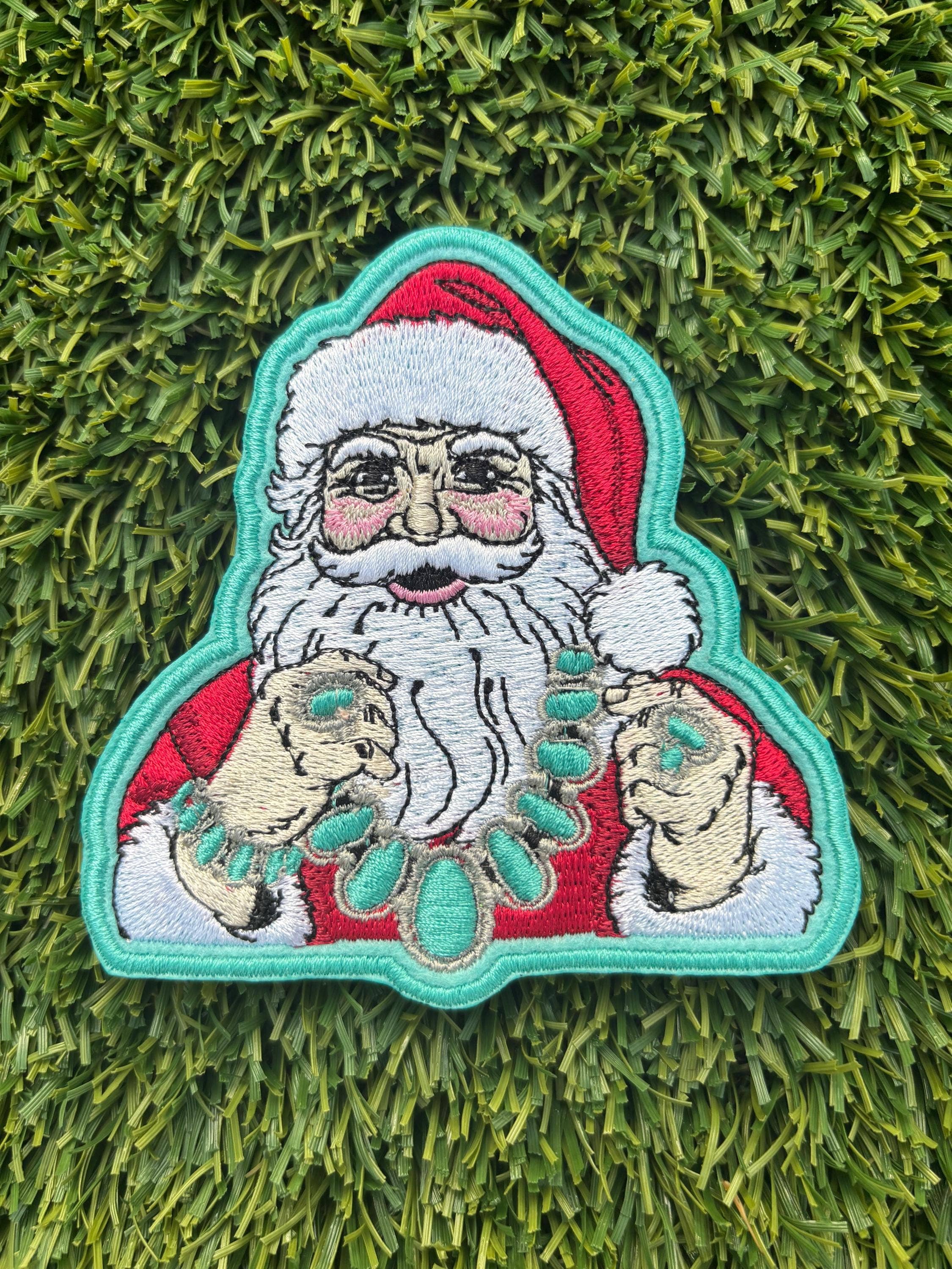 Eric Hill Designs, LLC - Wholesale Patch - Turquoise Santa Squash Blossom Christmas Embroidered Patch0
