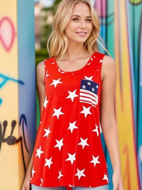 TOP ET6282-15 ESTRELAS COM BOLSO ESTRELA E LISTRA por atacado de HEIMISH