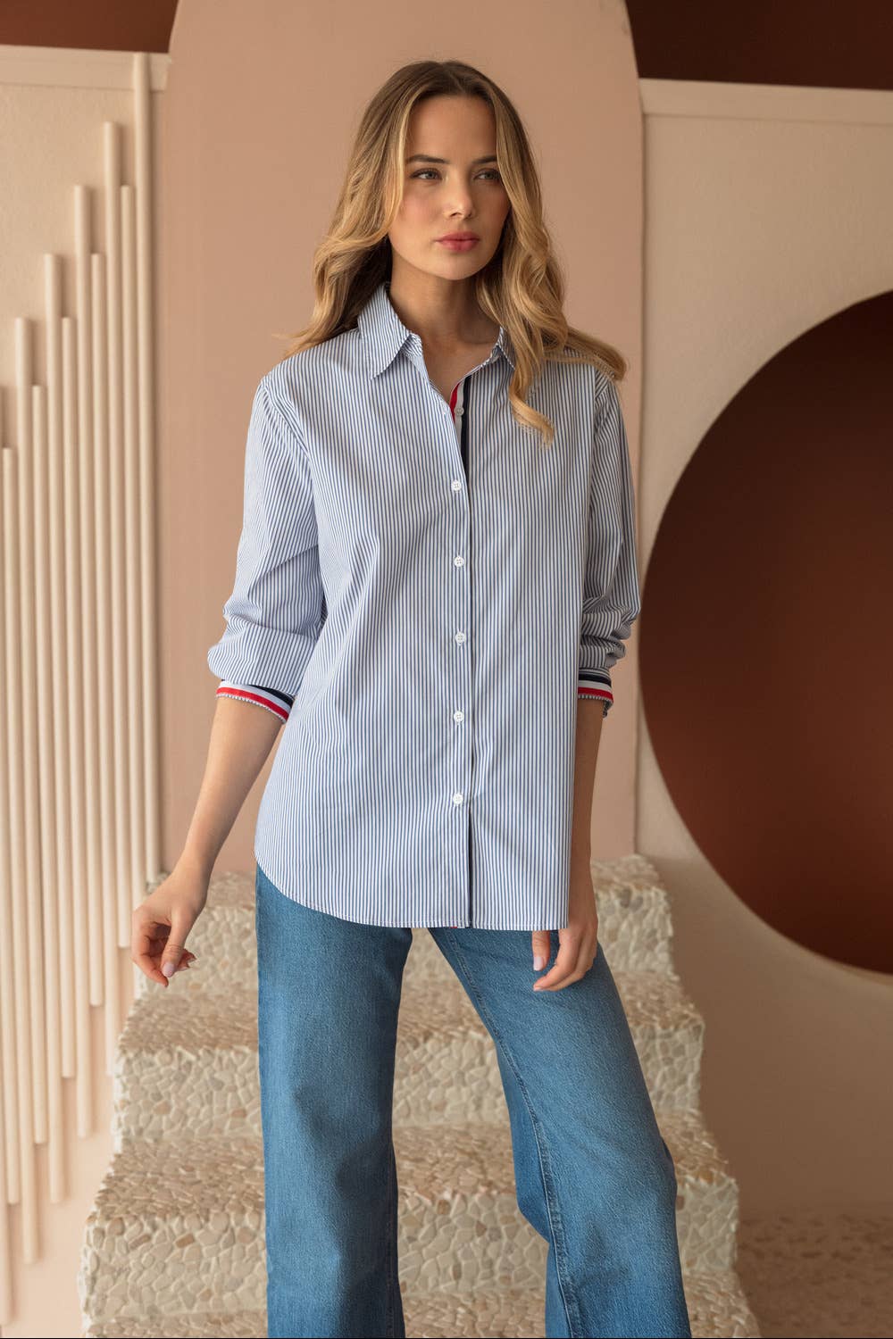 Joh Apparel – wholesale Blouse – Women’s – Jasmine Cotton Pinstripe Shirt6