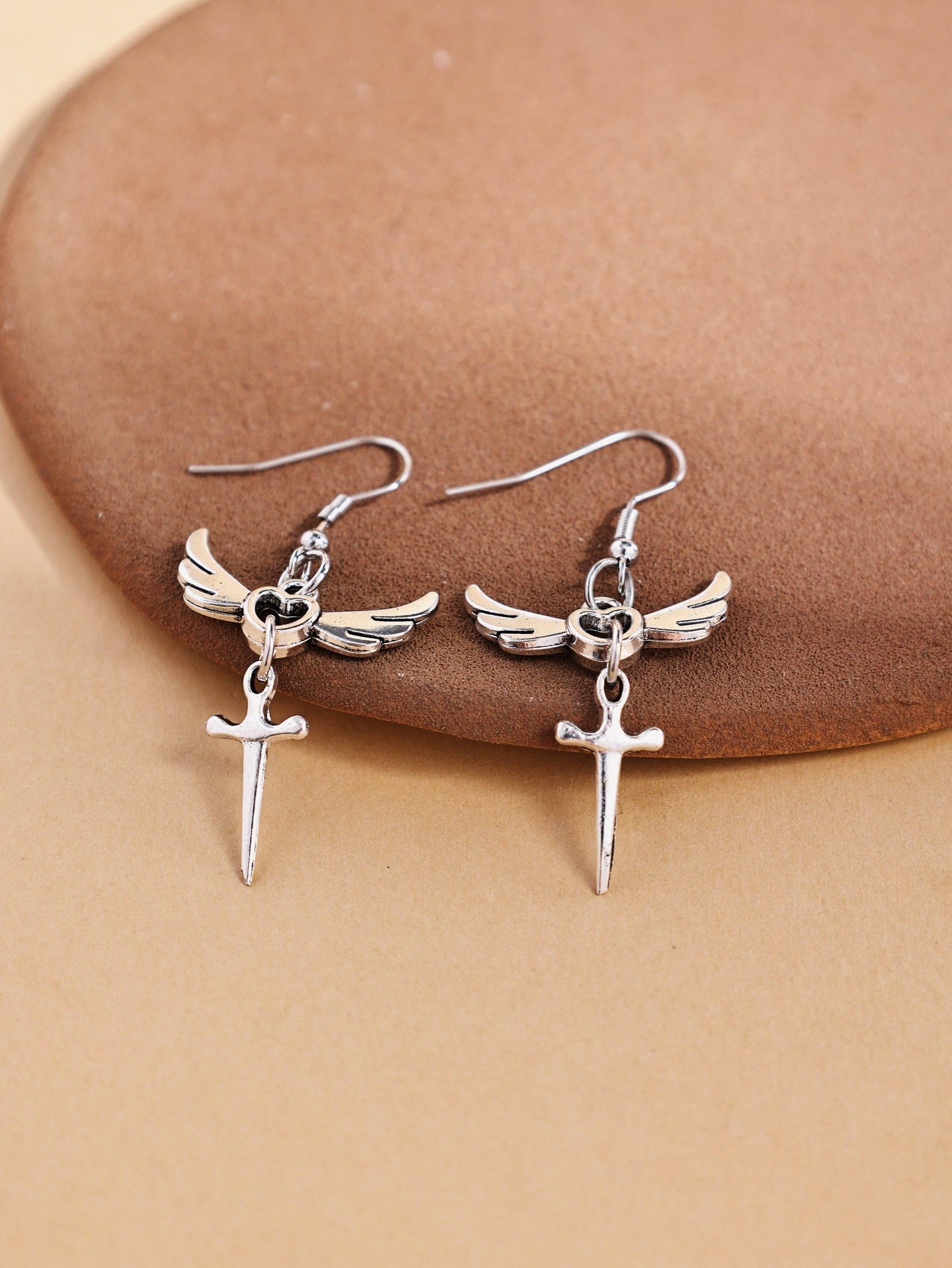 Revelari - Wholesale Dangle Earrings - Angel Wing Sword Dangle Earrings